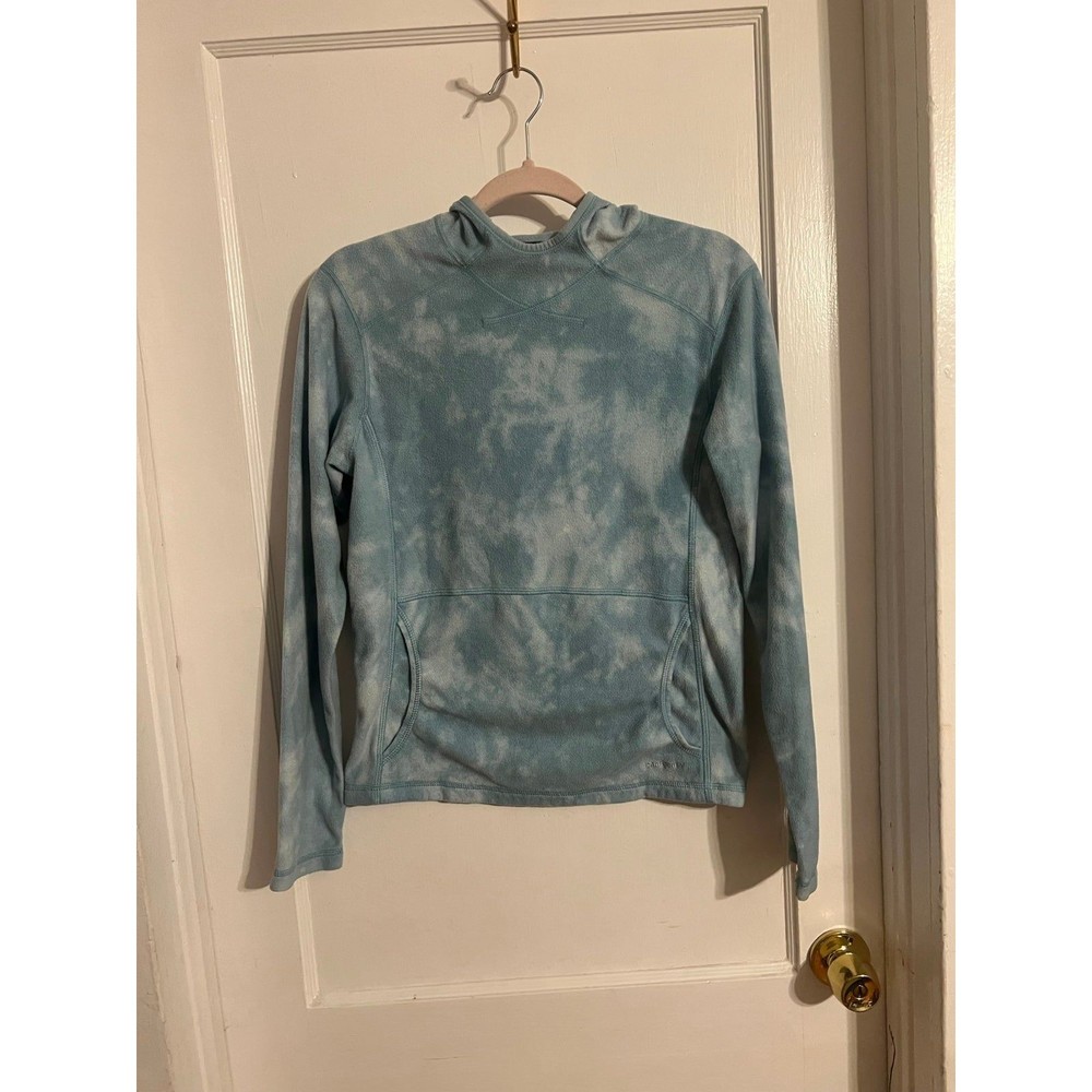 Patagonia Synchilla Sky blue White Hooded Fleece Pullover Size M
